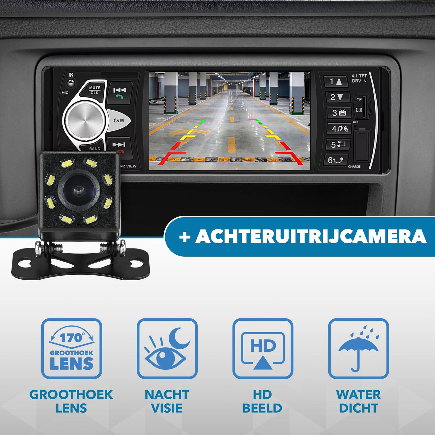 Universele Autoradio met Bluetooth, USB & Aux - Handsfree bellen - Radio met Microfoon - Inclusief Achteruitrijcamera - AC products