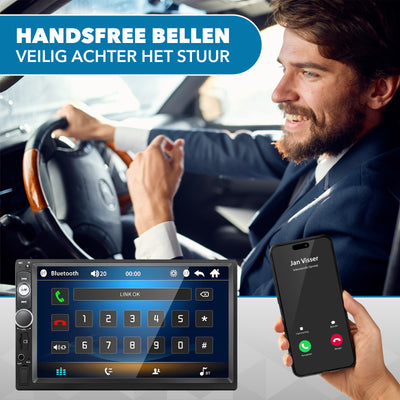 Carcemy Autoradio met Bluetooth voor alle auto's - USB & Aux - Handsfree bellen - Mirrorlink - Met ingebouwde Microfoon - Inclusief 8 Led Achteruitrijcamera - AC products