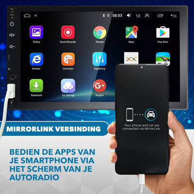 Universele Autoradio met Bluetooth, USB & Aux - Handsfree - Mirrorlink - Radio met Microfoon - Inclusief Achteruitrijcamera - AC products