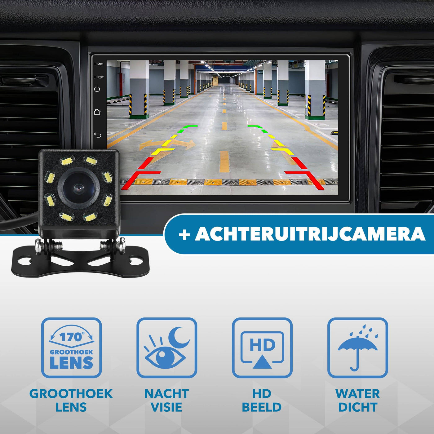 Carcemy Universele Android Autoradio met Bluetooth - Navigatie - Google Play - GRATIS Achteruitrijcamera - AC products