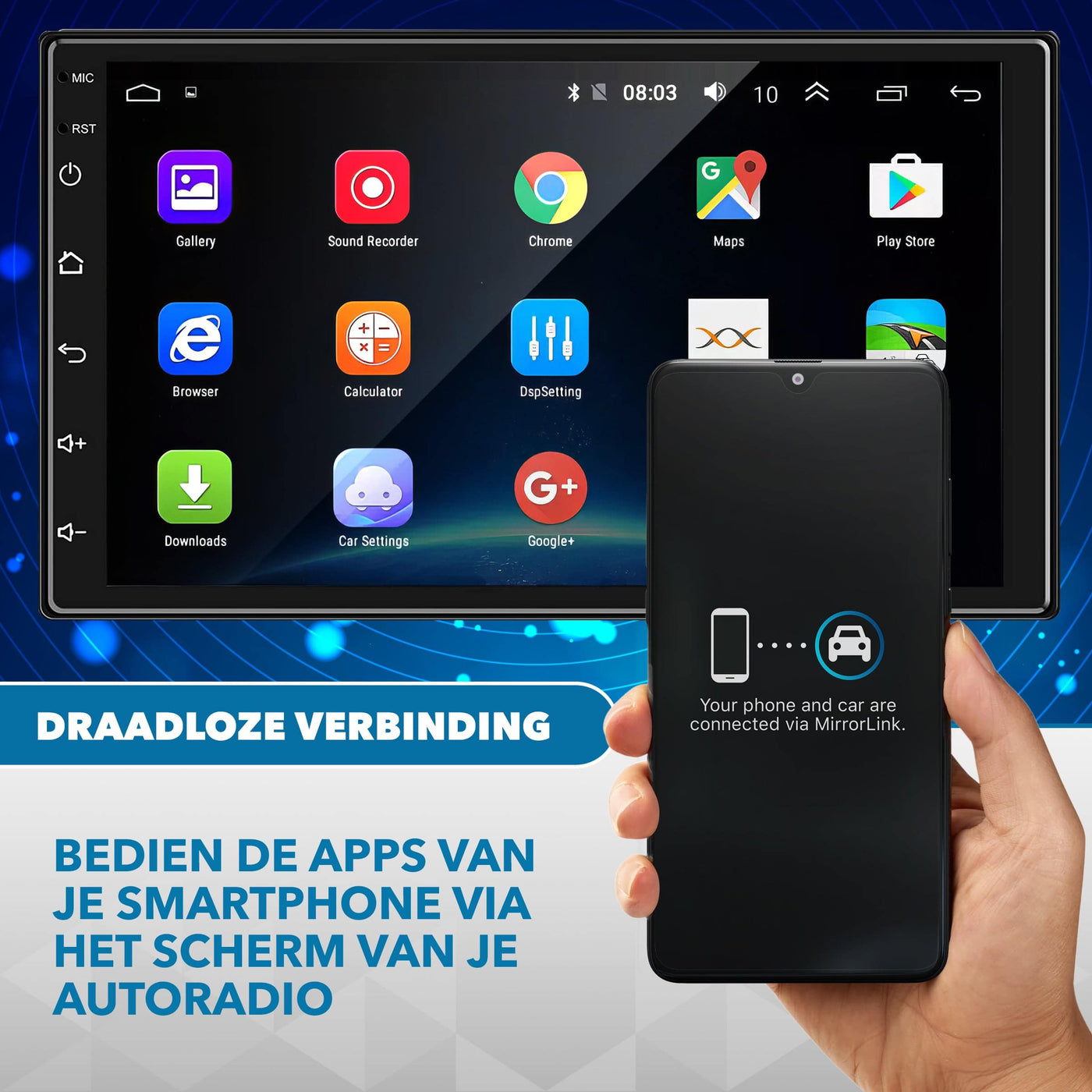 Carcemy Universele Android Autoradio met Bluetooth - Navigatie - Google Play - GRATIS Achteruitrijcamera - AC products