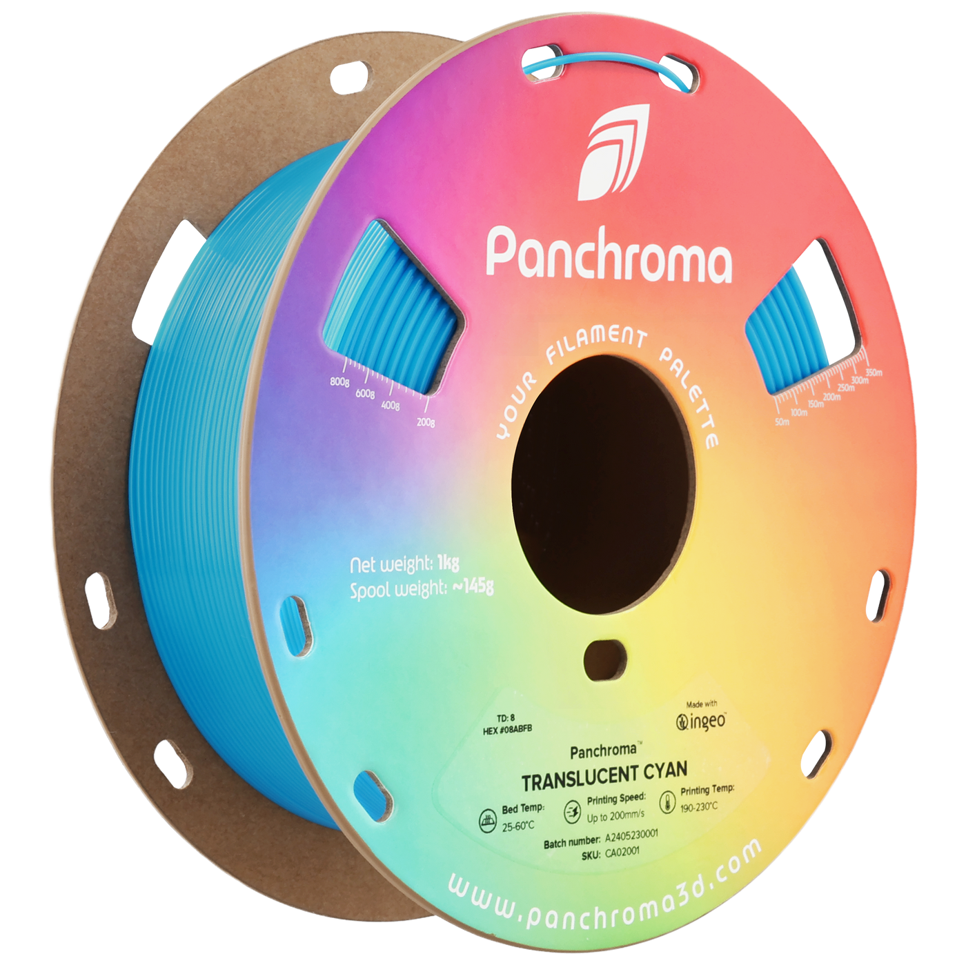 Polymaker Panchroma™ PLA Translucent Cyan 1.75 mm 1KG