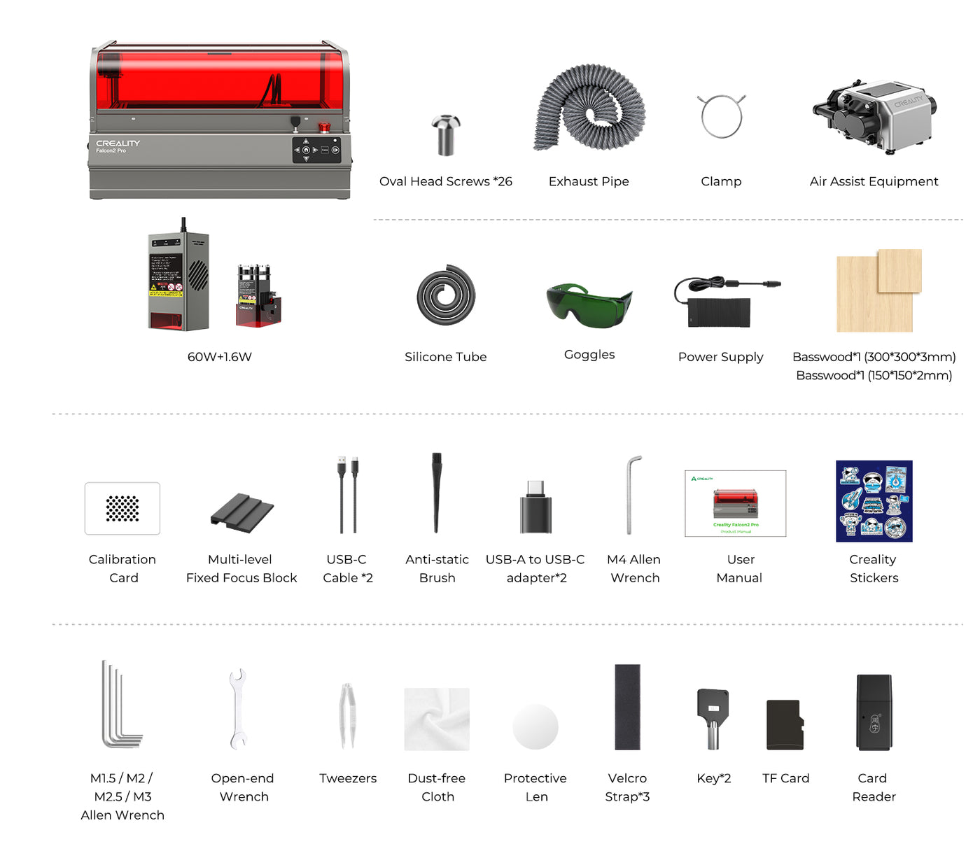 Creality Laser Falcon 2 Pro Gravierer - 60W + 1.6W IR Laser
