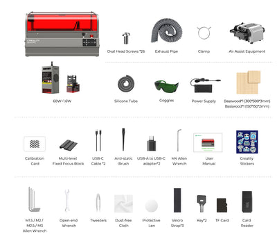 Creality Laser Falcon 2 Pro Gravierer - 60W + 1.6W IR Laser