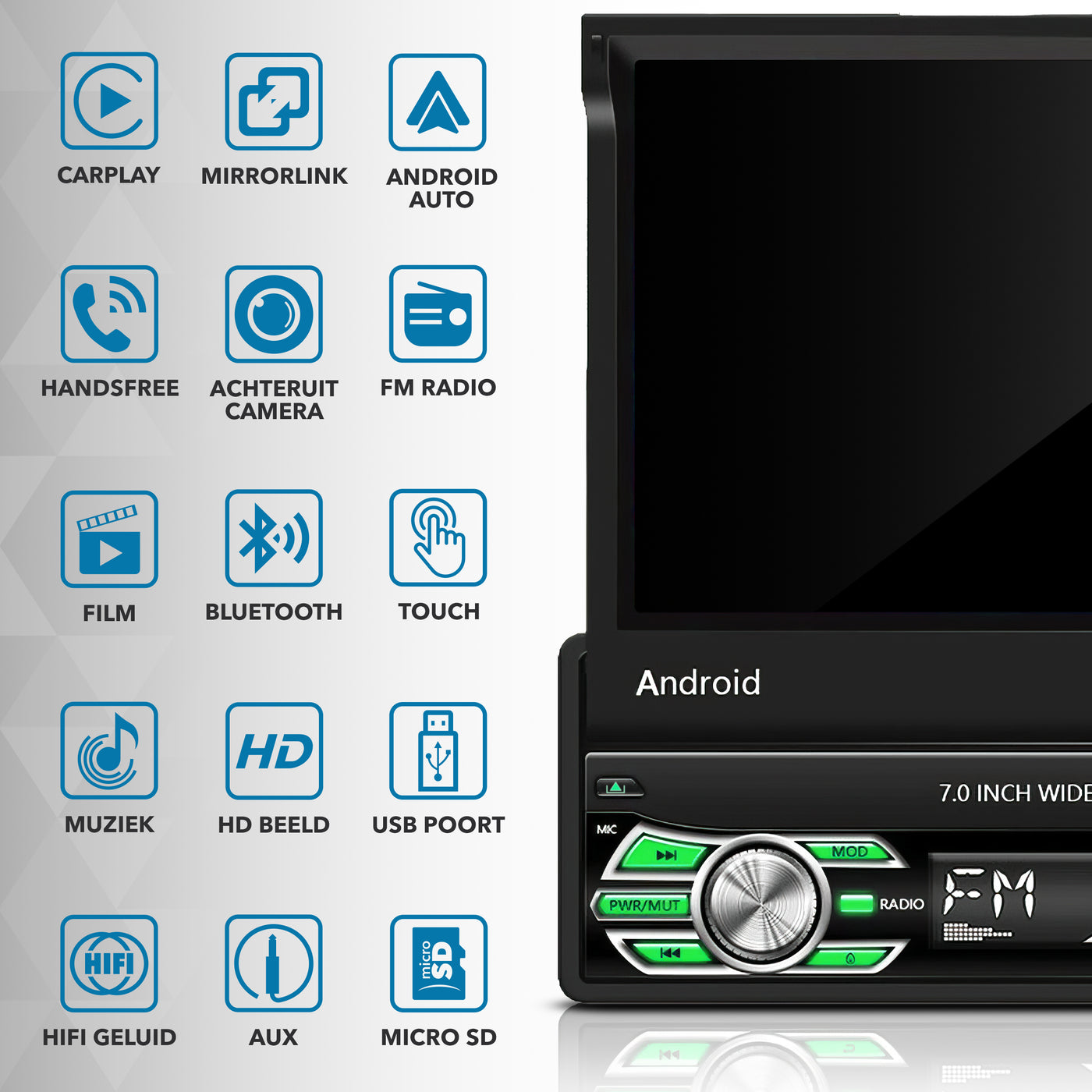 Universelles Autoradio Klappdisplay 1 DIN | CarPlay und Android Auto | Navigation