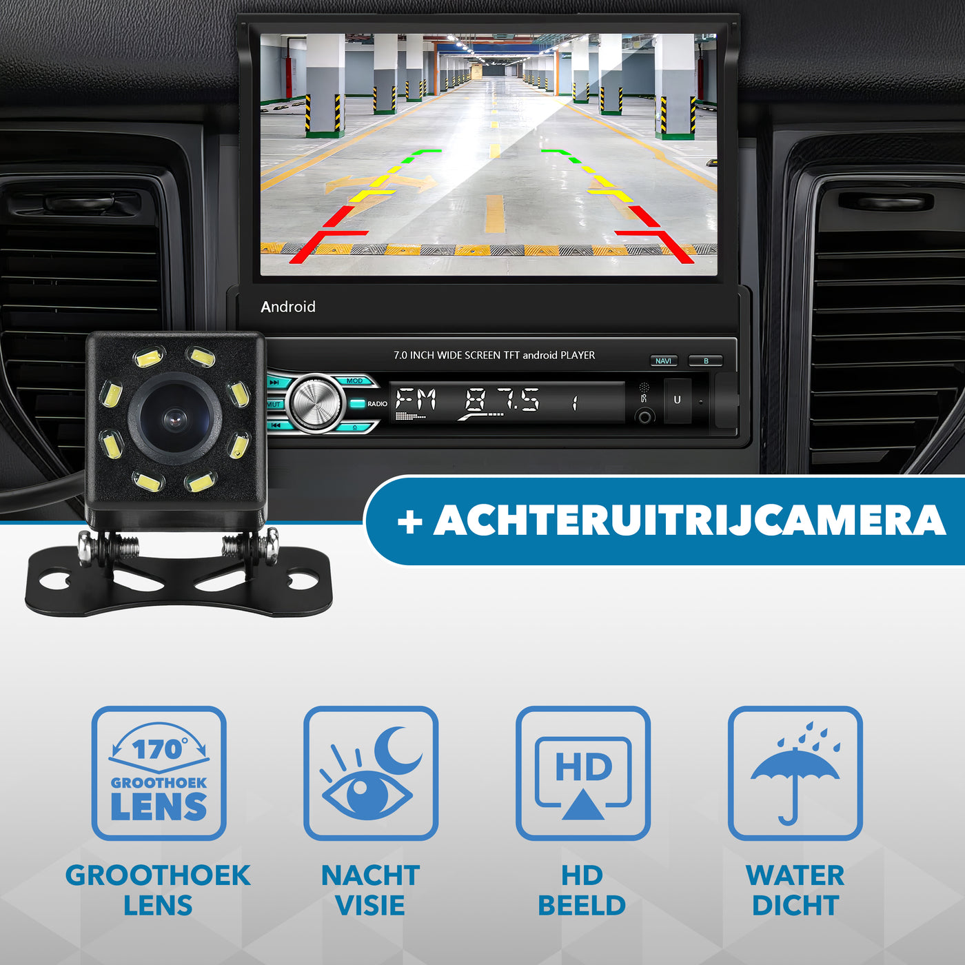 Universele Autoradio klapscherm 1 din | CarPlay & Android Auto | Navigatie