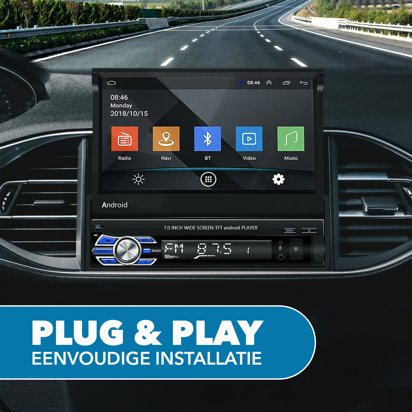 Universelles Autoradio Klappdisplay 1 DIN | CarPlay und Android Auto | Navigation