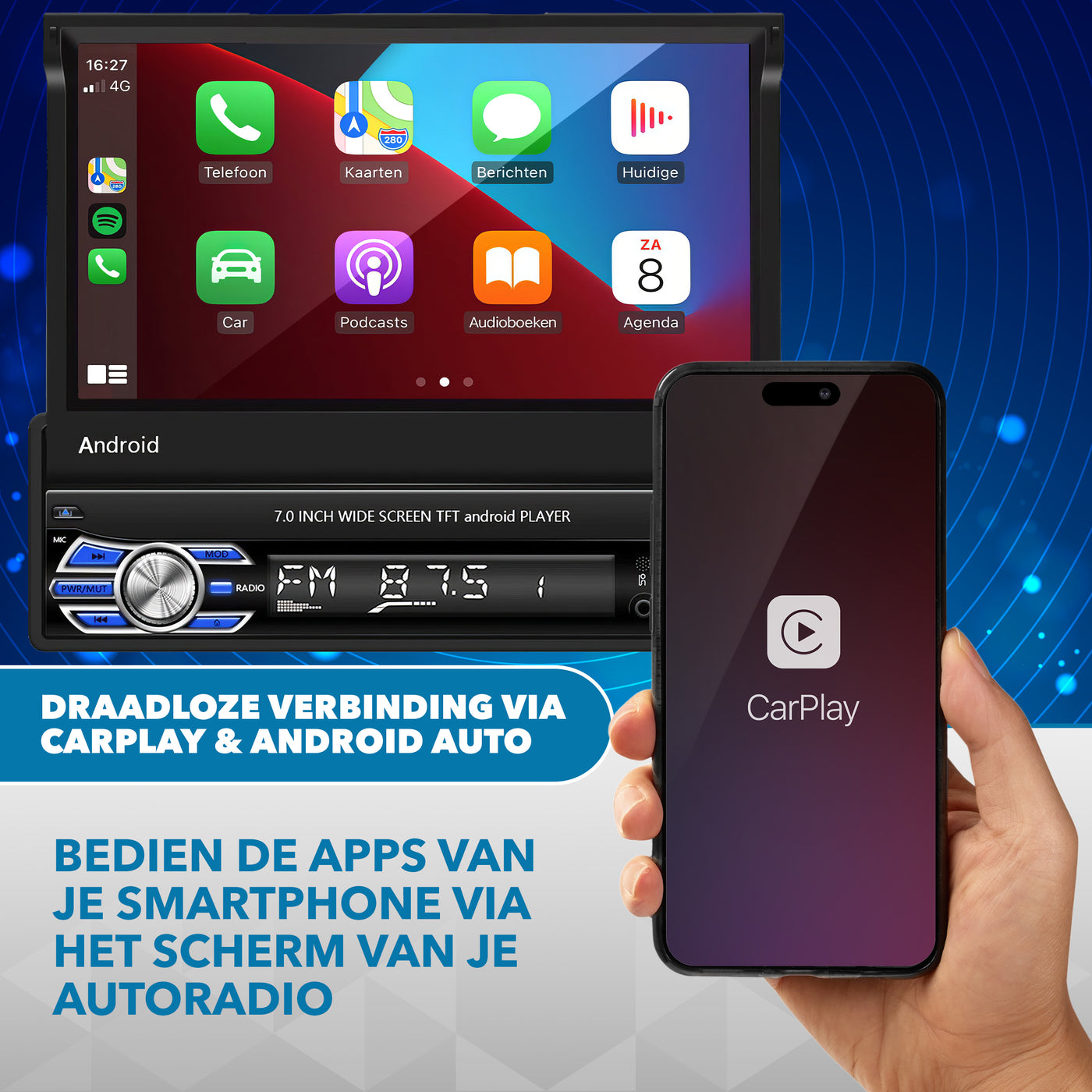 Universelles Autoradio Klappdisplay 1 DIN | CarPlay und Android Auto | Navigation