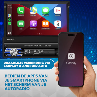 Universele Autoradio klapscherm 1 din | CarPlay & Android Auto | Navigatie