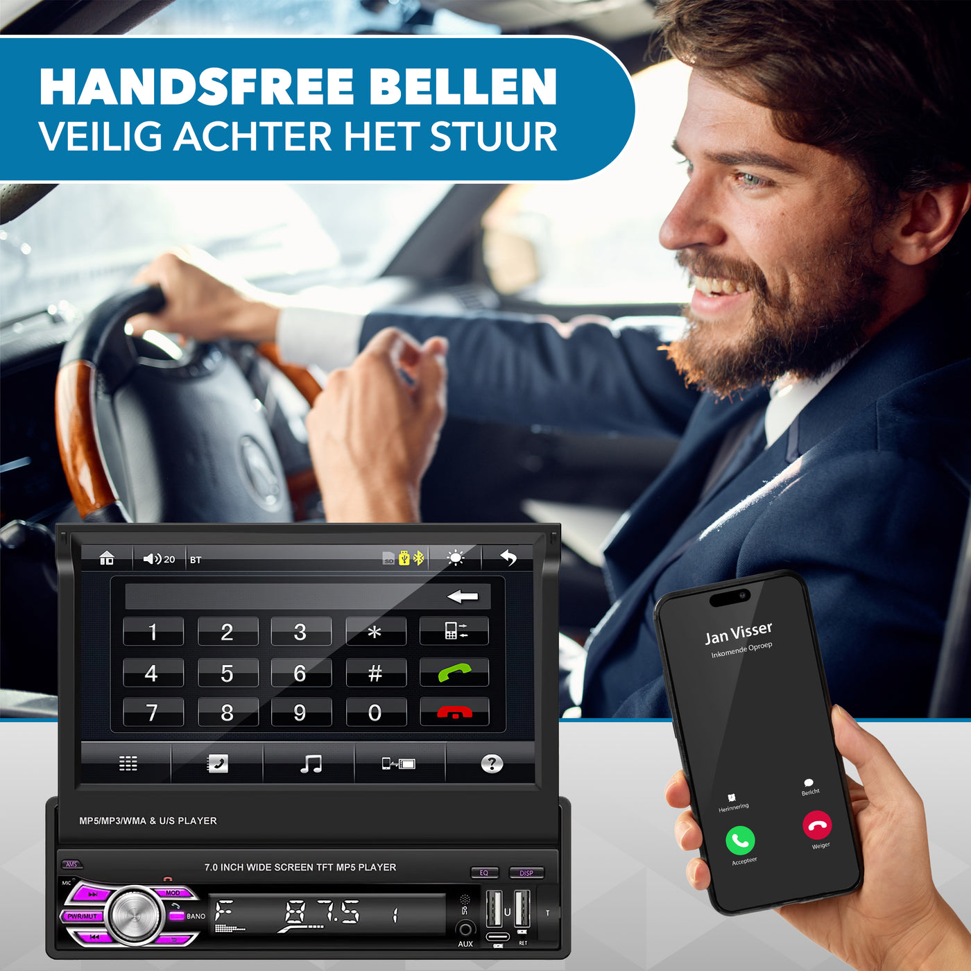 Universelles ANDROID Autoradio Klappdisplay 1 Din | CarPlay und Android Auto | Navigation