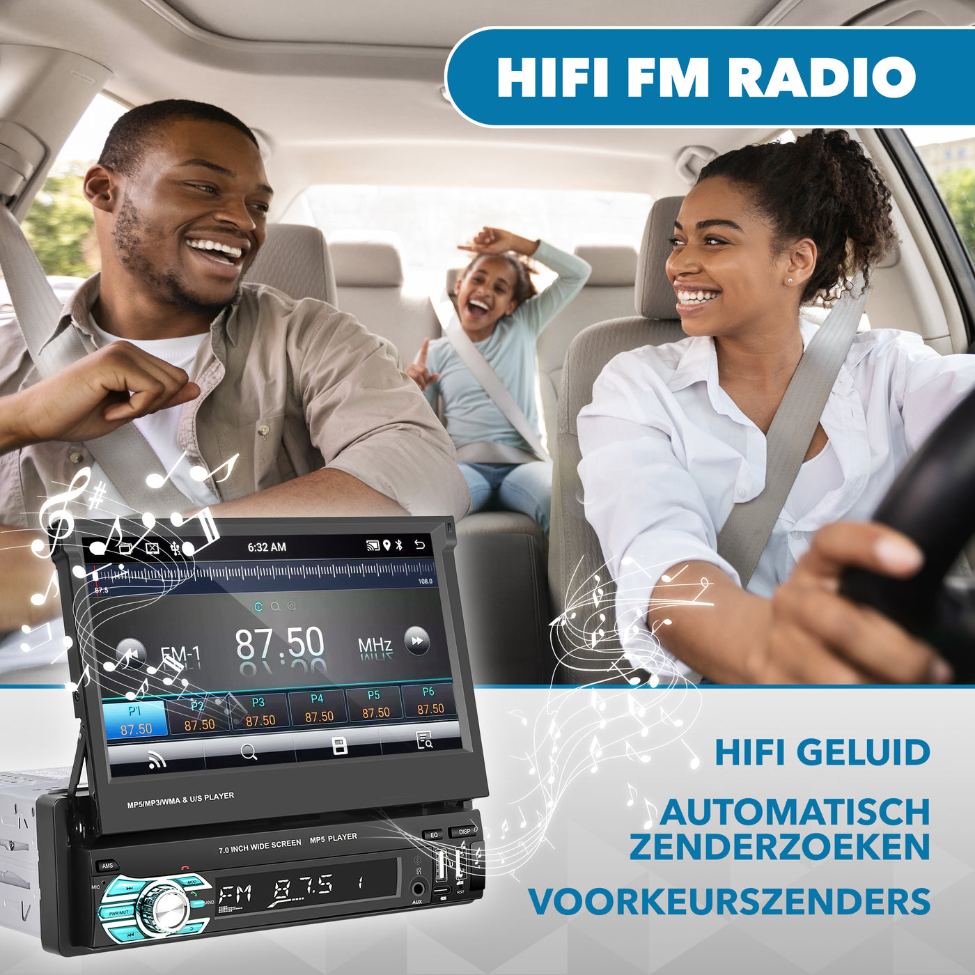 Universele ANDROID Autoradio klapscherm 1 din | CarPlay & Android Auto | Navigatie