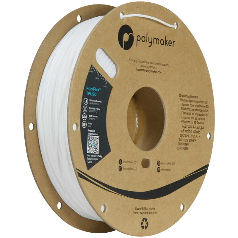 Polymaker PolyFlex TPU-90A filament 1,75 mm White 750 Gr - AC products