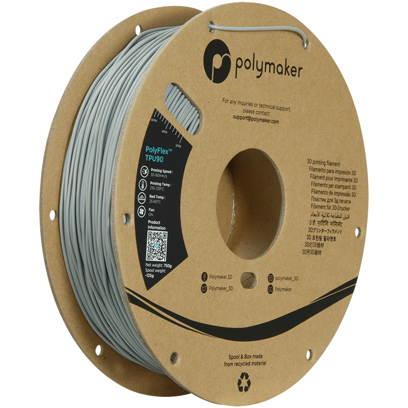 Polymaker PolyFlex TPU-90A filament 1,75 mm Grey 750 Gr - AC products