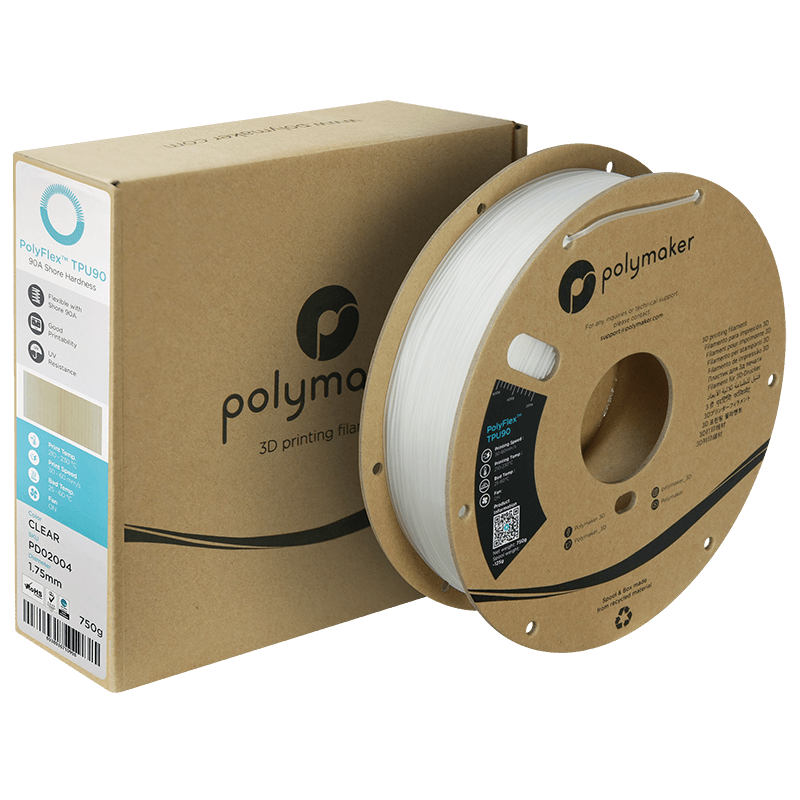 Polymaker PolyFlex TPU-90A filament 1,75 mm Clear 750 Gr