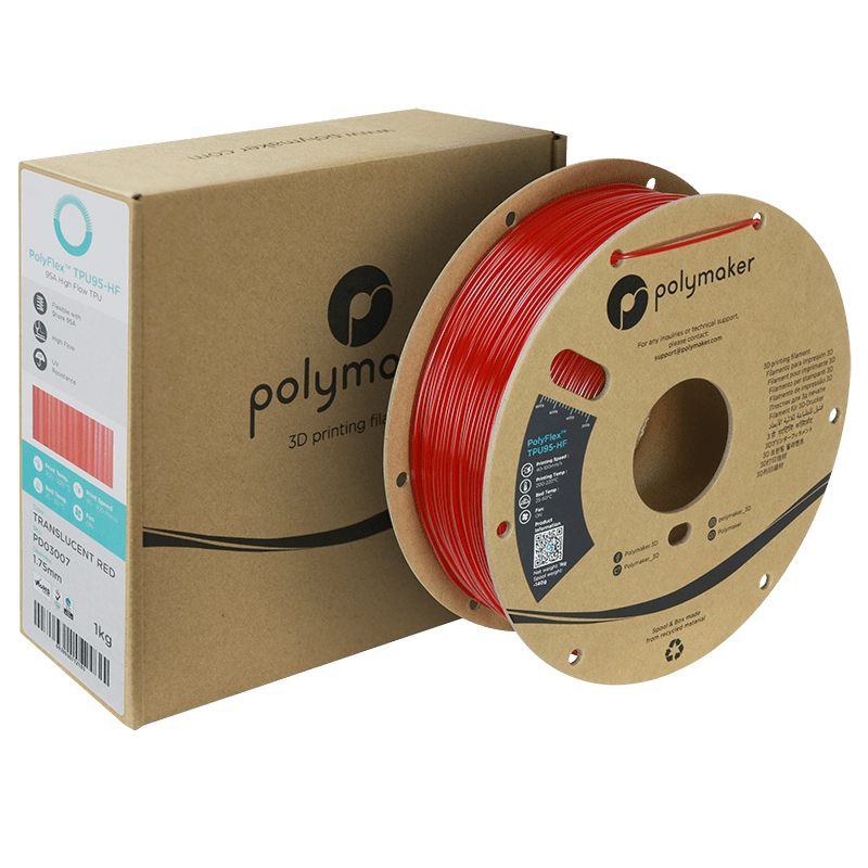 Polymaker PolyFlex TPU-95A High Speed Filament 1,75 mm Translucent Red 1 Kg - AC products