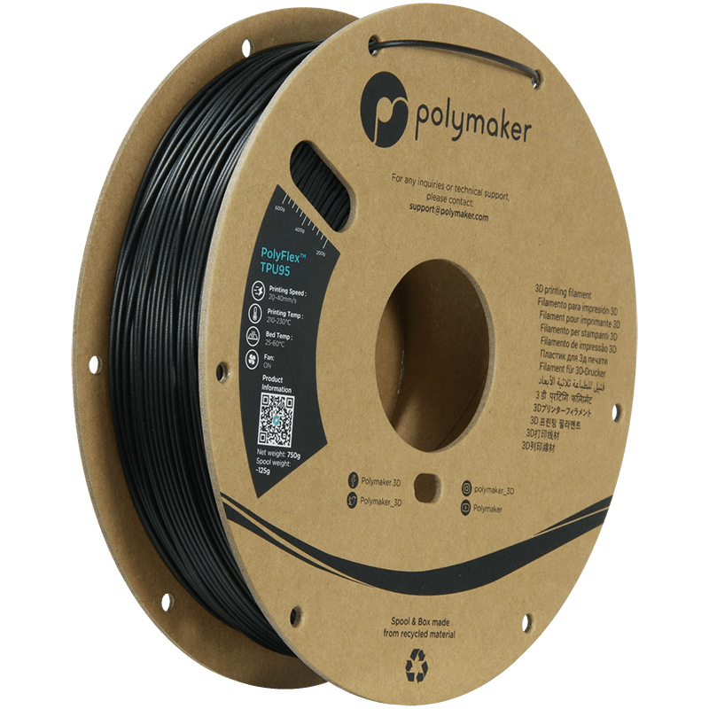 Polymaker PolyFlex TPU-95A filament 1,75 mm Black 750 Gr