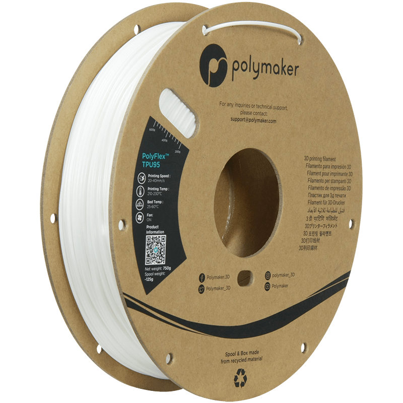 Polymaker PolyFlex TPU-95A filament 1,75 mm White 750 Gr - AC products