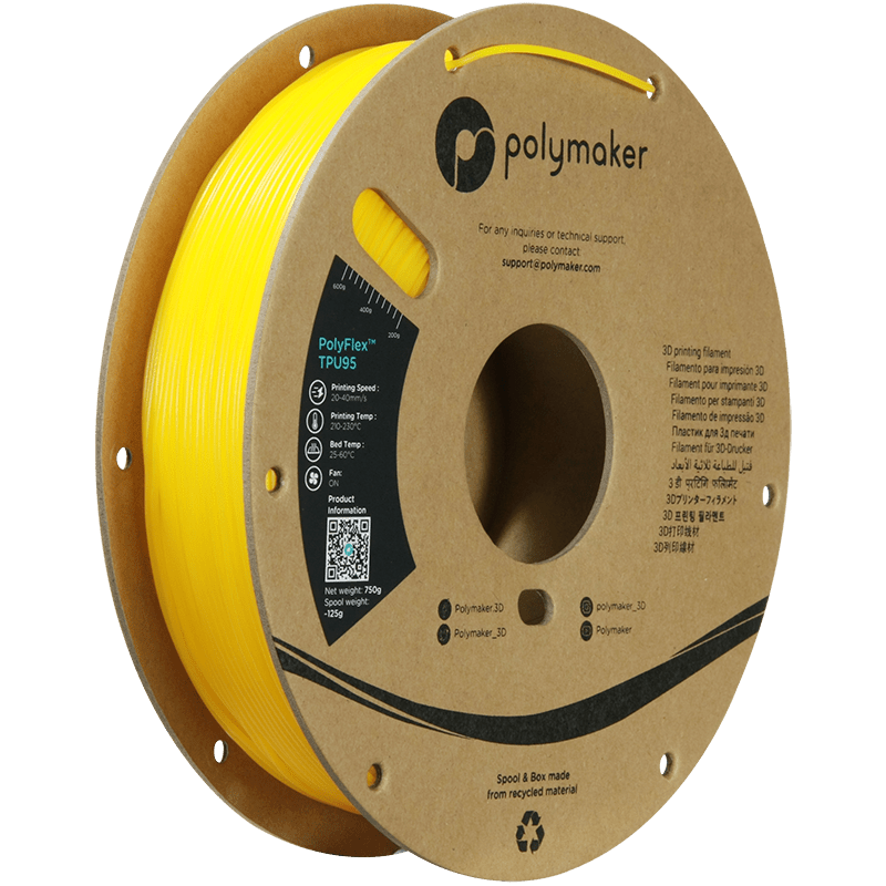 Polymaker PolyFlex TPU-95A filament 1,75 mm Yellow 750 Gr - AC products