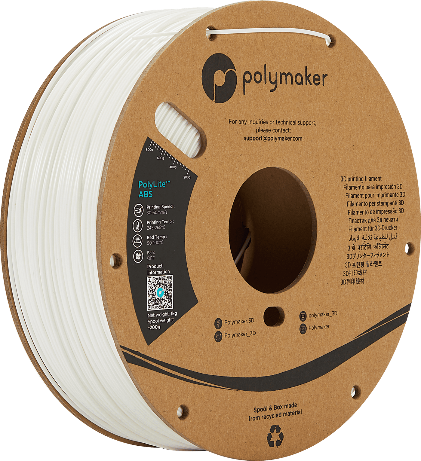 Polymaker PolyLite ABS Filament Wit 1.75mm 1Kg - AC products