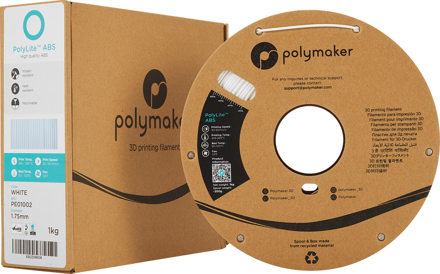 Polymaker PolyLite ABS Filament Wit 1.75mm 1Kg - AC products