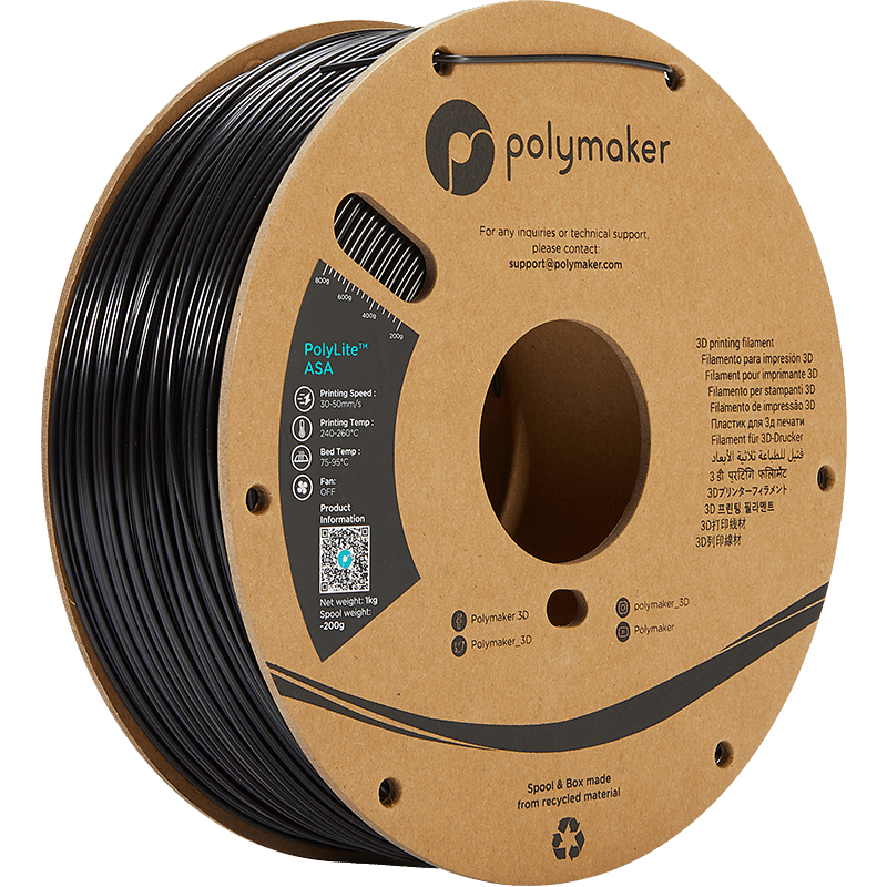 Polymaker PolyLite ASA Filament Zwart 1,75mm 1KG