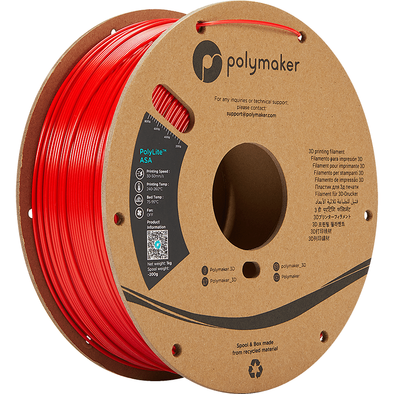 Polymaker PolyLite ASA Filament Rood 1,75mm 1KG - AC products