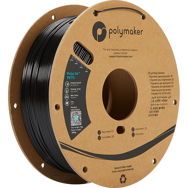 Polymaker PolyLite PETG Zwart 1.75 mm 1KG