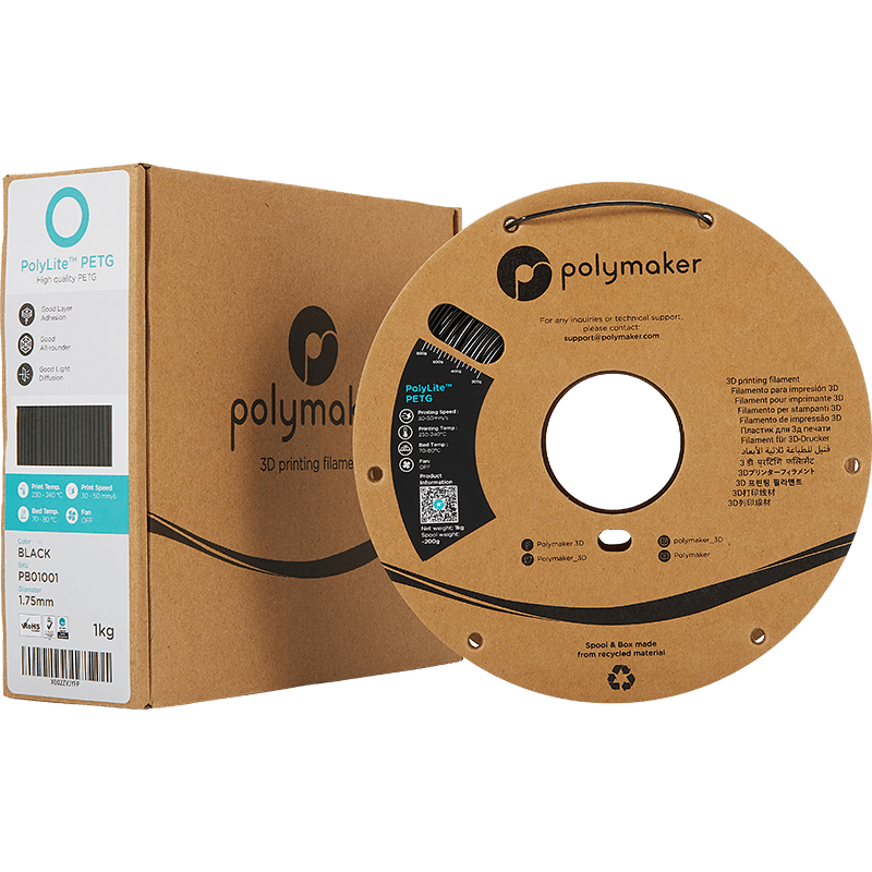 Polymaker PolyLite PETG filament 1.75 mm 1KG zwart