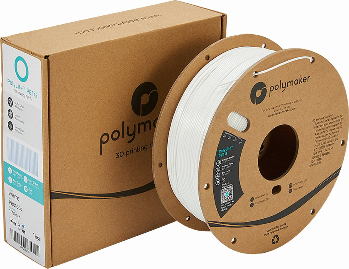 Polymaker PolyLite PETG Wit 1.75 mm 1KG - AC products