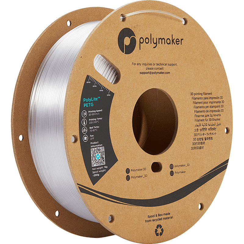 Polymaker PolyLite PETG Transparant 1.75 mm 3KG - AC products