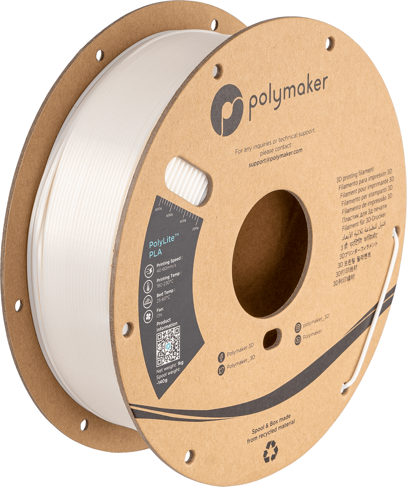 Polymaker PolyLite PLA  Filament Silk White 1,75mm 1KG - AC products