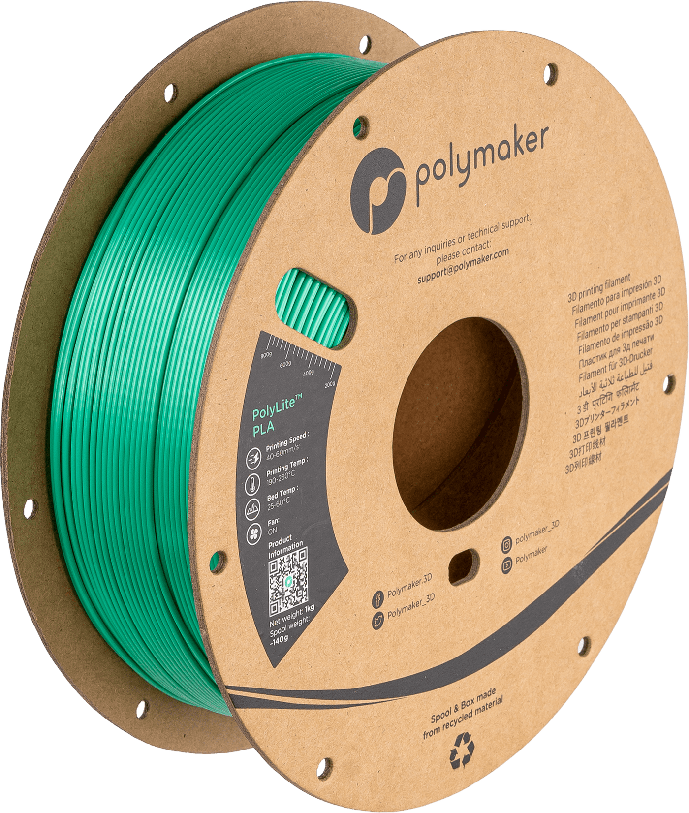 Polymaker PolyLite PLA  Filament Silk Green 1,75mm 1KG - AC products