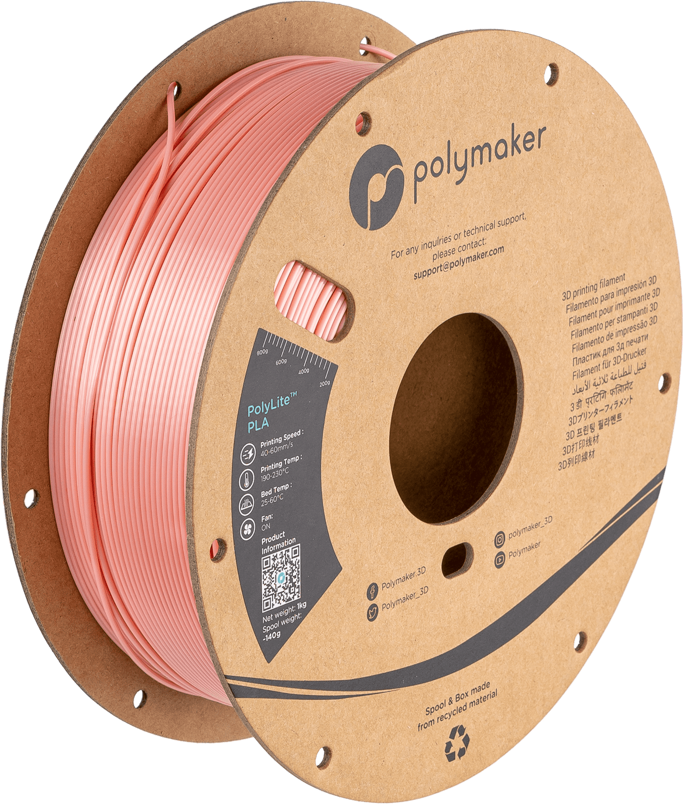 Polymaker PolyLite PLA  Filament Silk Pink 1,75mm 1KG - AC products