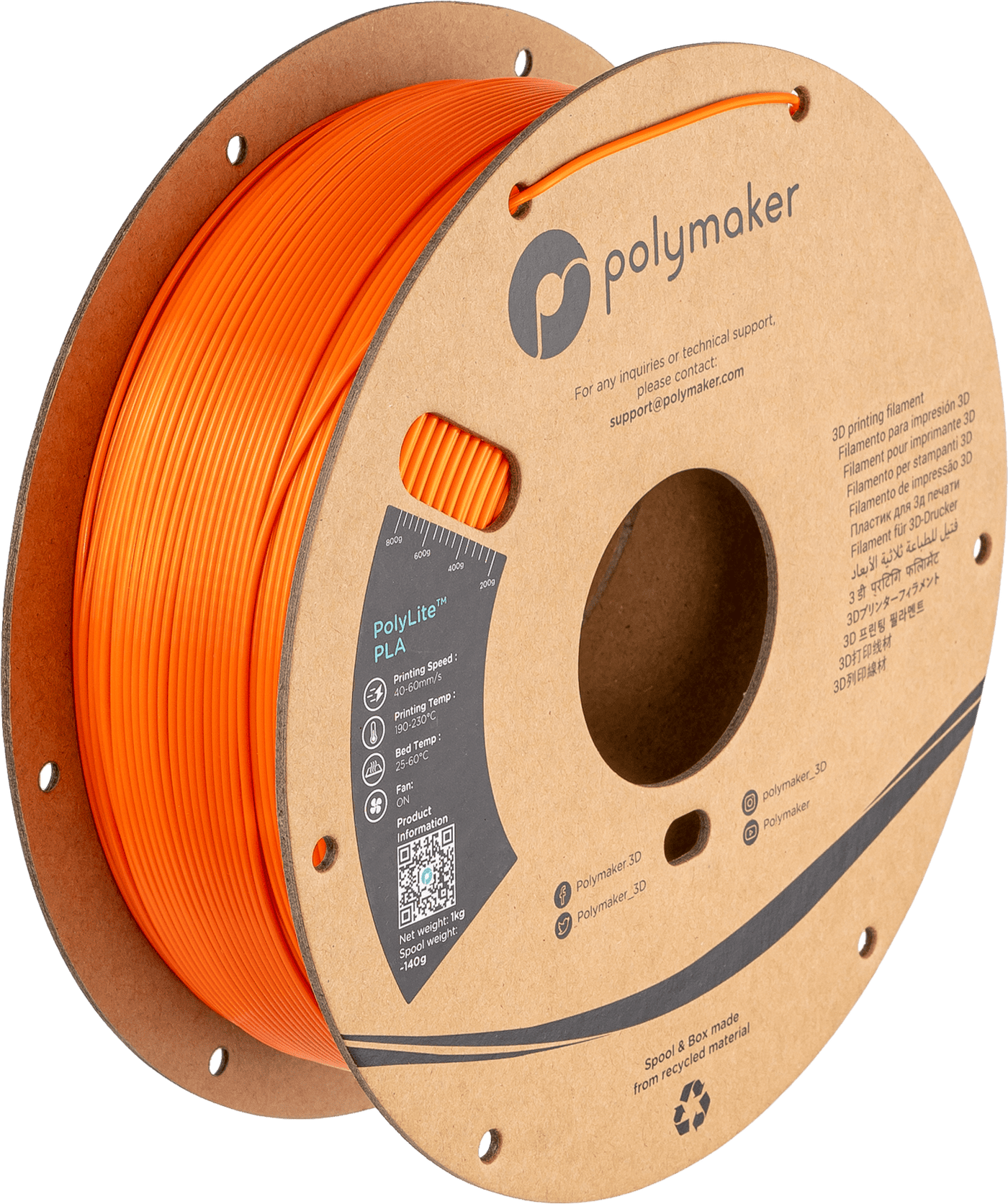 Polymaker PolyLite PLA  Filament Silk Orange 1,75mm 1KG - AC products