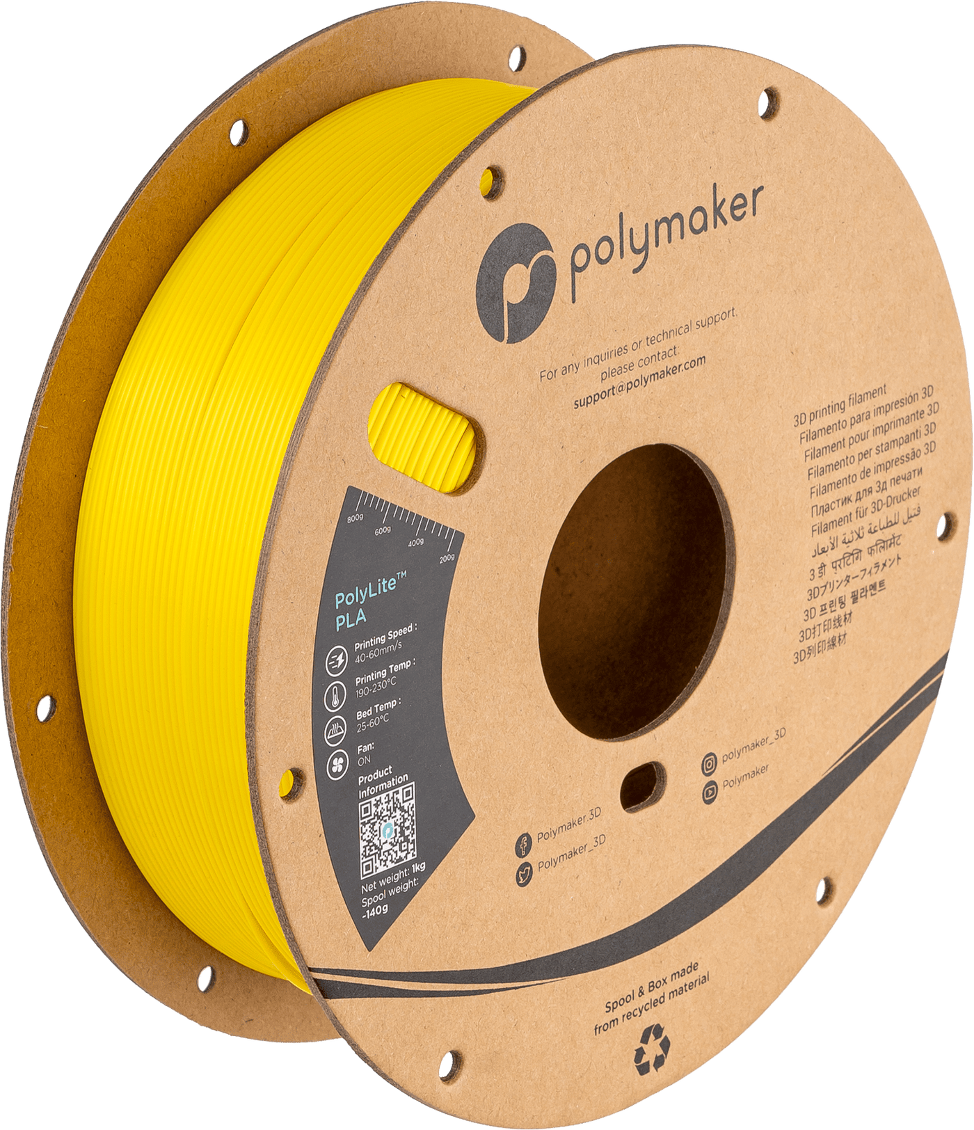 Polymaker PolyLite PLA  Filament Silk Yellow 1,75mm 1KG - AC products