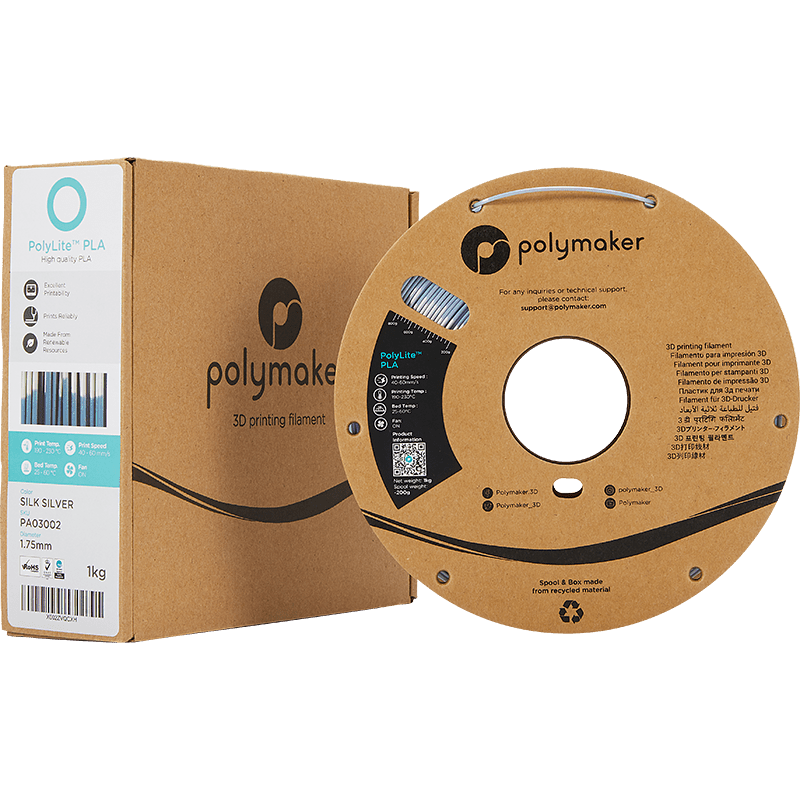 Polymaker PolyLite PLA  Filament Silk Silver 1,75mm 1KG - AC products