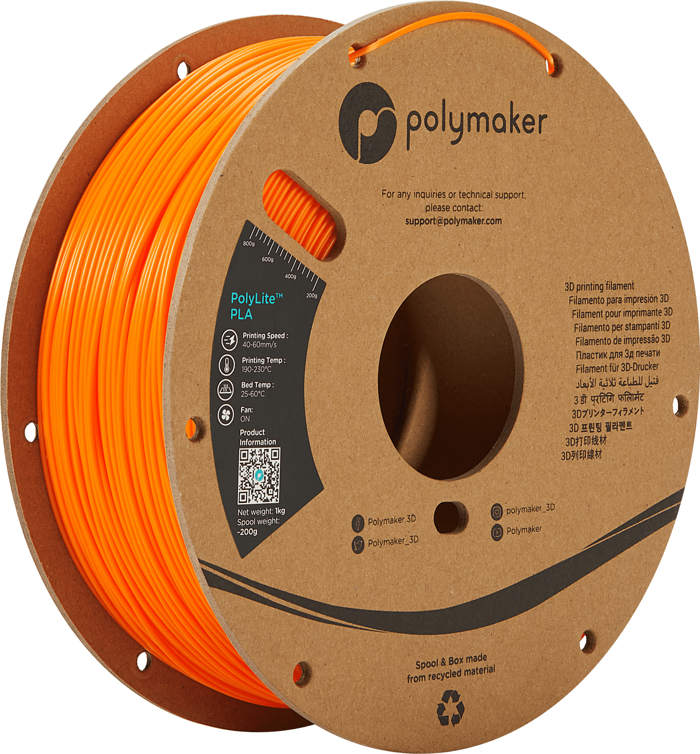 Polymaker PolyLite PLA  Filament Oranje 1,75mm 1KG - AC products