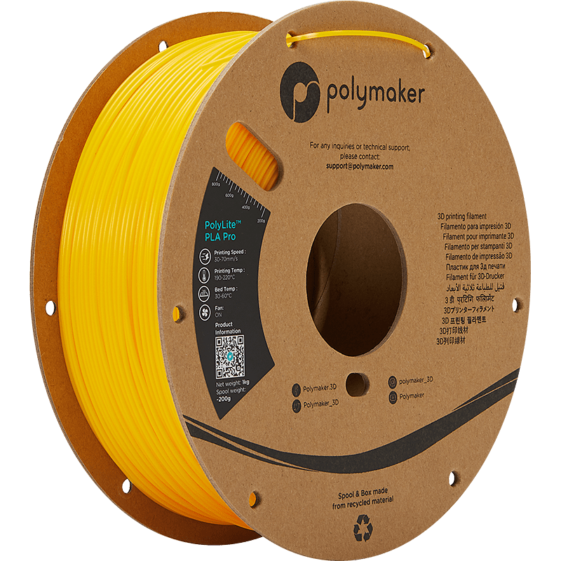 Polymaker POLYLITE™ PLA PRO 3D filament Yellow Jam free 1.75 mm 1KG - AC products