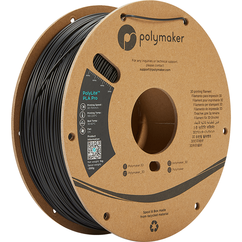 Polymaker POLYLITE™ PLA PRO 3D filament Black Jam free 1.75 mm 1KG