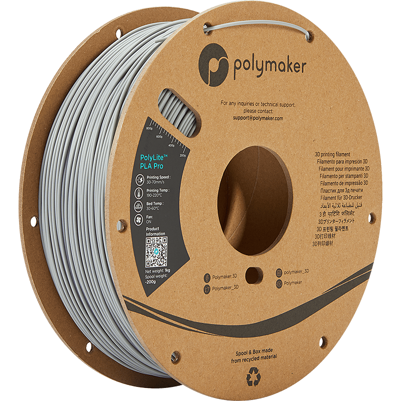 Polymaker POLYLITE™ PLA PRO 3D filament Grey Jam free 1.75 mm 1KG - AC products