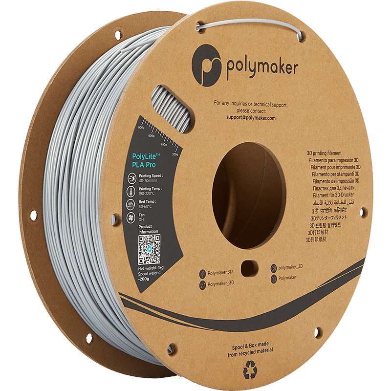 Polymaker POLYLITE™ PLA PRO 3D filament Silver Jam free 1.75 mm 1KG - AC products