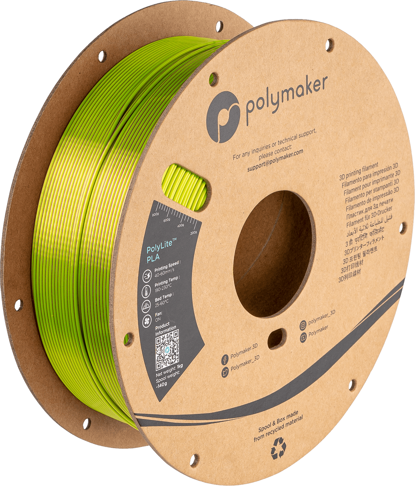 Polymaker PolyLite SILK PLA Filament Aubergine Lime - Magenta 1.75 mm 1KG - AC products