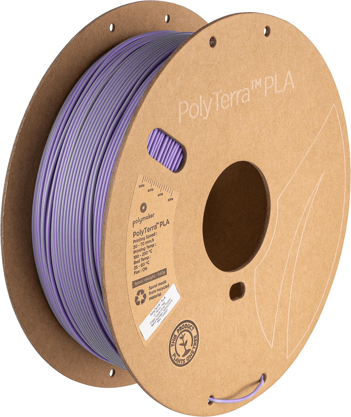 Polymaker PolyTerra PLA Filament Dual Foggy Purple (Grey-Purple) 1.75 mm 1KG - AC products