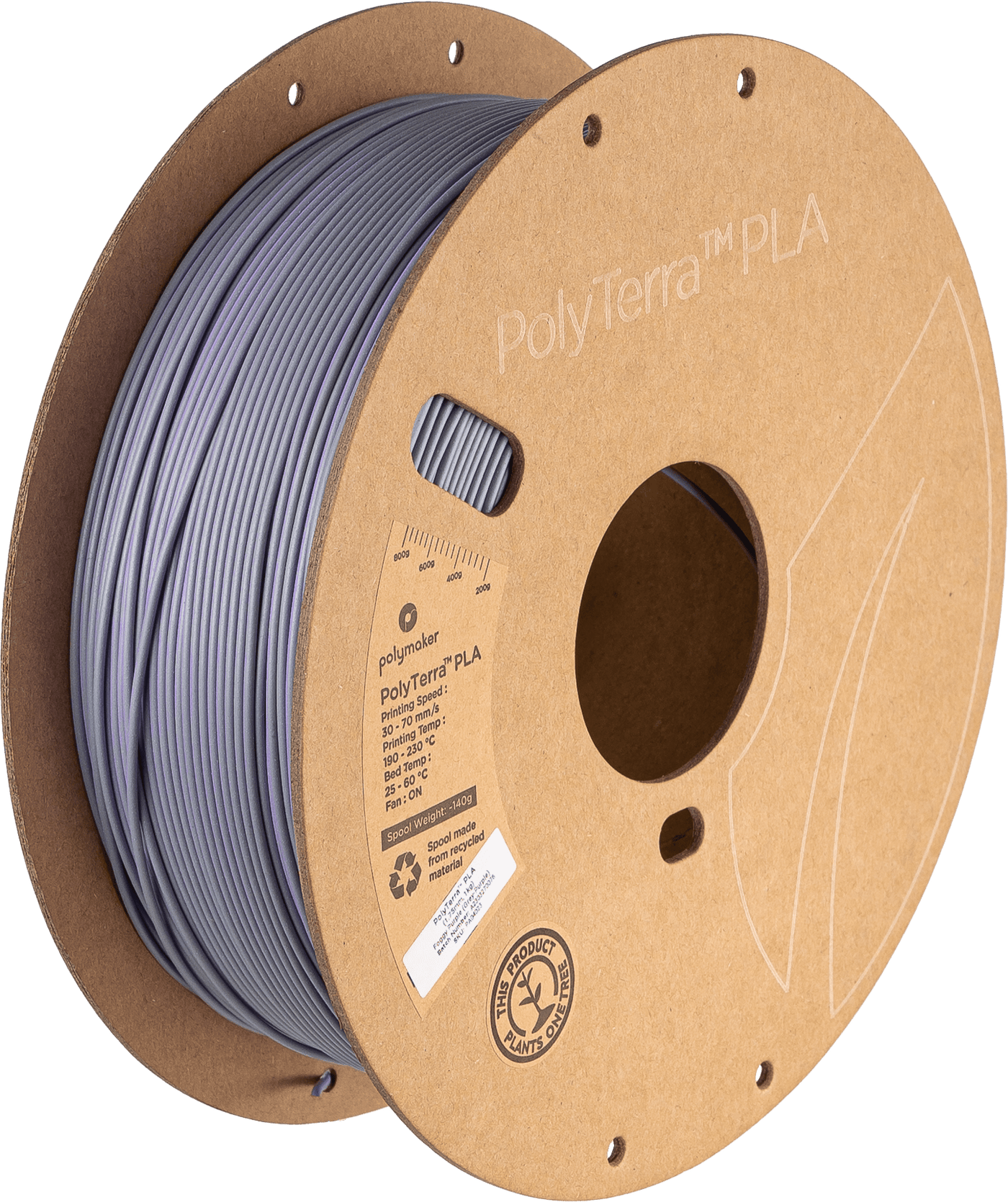 Polymaker PolyTerra PLA Filament Dual Foggy Purple (Grey-Purple) 1.75 mm 1KG - AC products