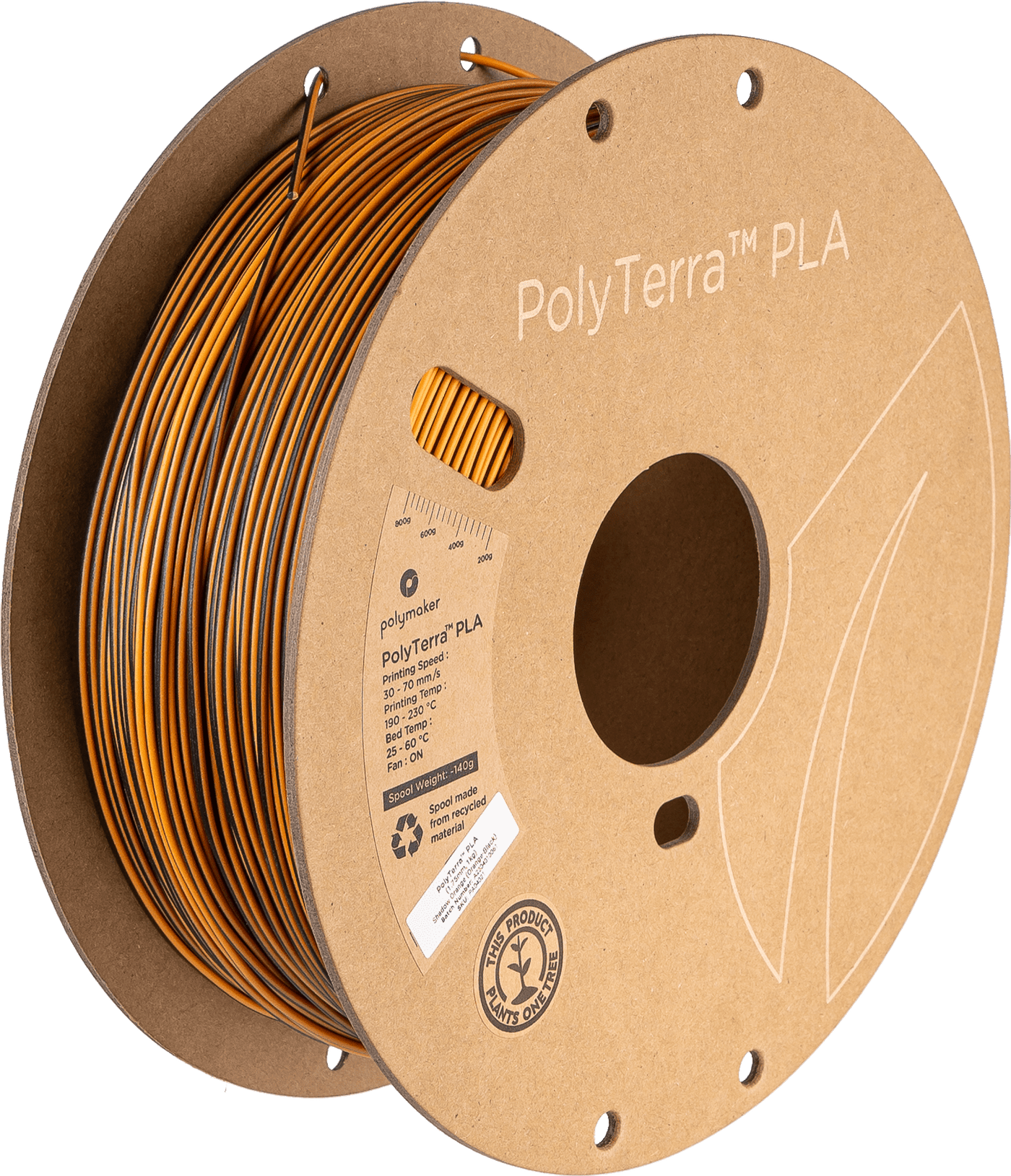 Polymaker PolyTerra PLA Filament Dual Shadow Orange (Orange-Black) 1.75 mm 1KG - AC products