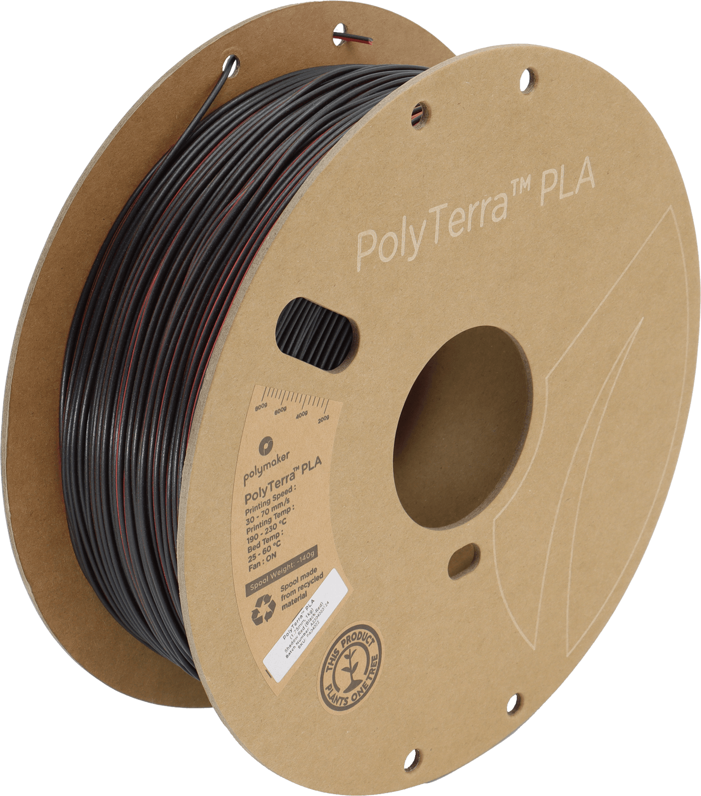 Polymaker PolyTerra PLA Filament Dual Shadow Red (Black-Red) 1.75 mm 1KG - AC products