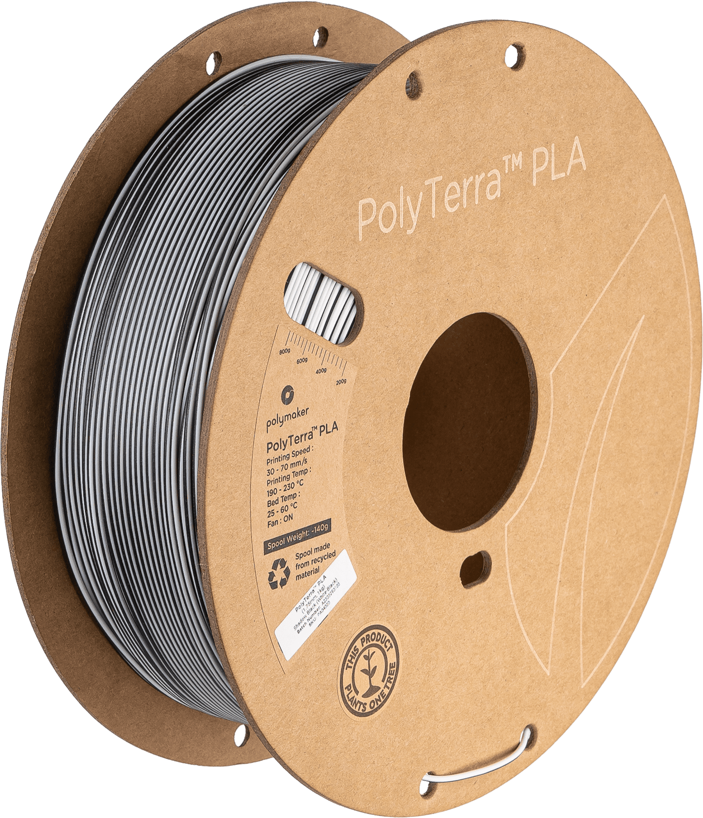 Polymaker PolyTerra PLA Filament Dual Shadow Black (White-Black) 1.75 mm 1KG - AC products