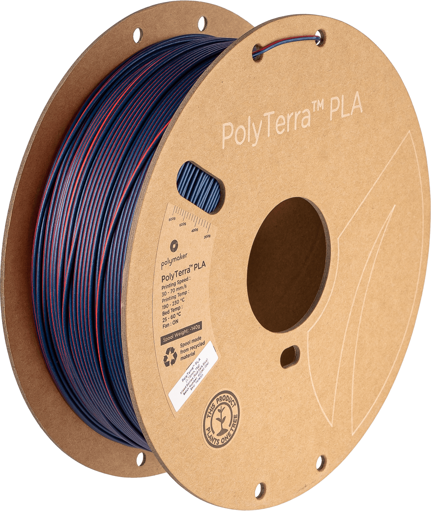 Polymaker PolyTerra PLA Filament Dual Mixed Berries (Red-Dark Blue) 1.75 mm 1KG - AC products