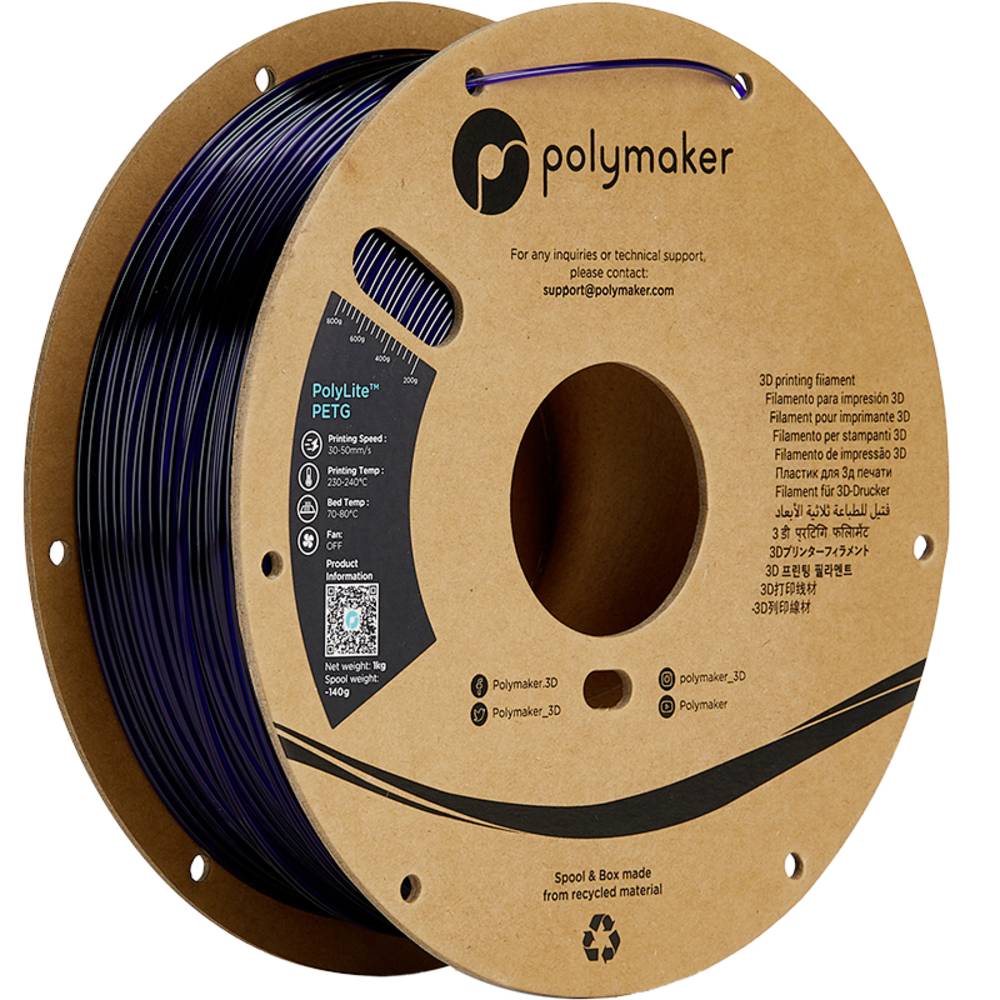 Polymaker PolyLite PETG Translucent Blue 1.75 mm 1KG - AC products